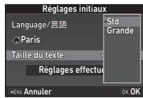 PENTAX K-1 - Utilisez ▲▼ pour sélectionner [Std] ou [Grande], puis appuyez sur OK. - 1