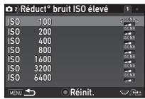 PENTAX K-1 - Sélectionnez le niveau de réduction du bruit pour chaque réglage ISO. - 1
