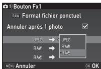 PENTAX K-1 - Réglage du format fichier ponctuel - 1