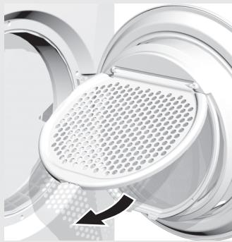 SMEG DRY61E - Nettoyage du filtre dans l'encadrement du hublot (seulement sur certains modèles) - 1