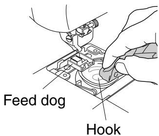 TOYOTA SPB15 - Brush off lint and dust on feed dog and hook, then clean it with a soft cloth. - 1