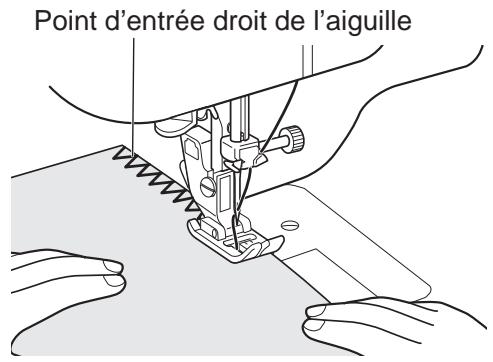 TOYOTA OEKAKI RENAISSANCE - Placez le tissu de telle sorte que l'aiguille dépasse légèrement par rapport au bord du tissu lorsqu'elle se déplace vers la droite. - 1