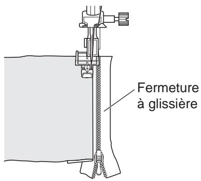 TOYOTA OEKAKI RENAISSANCE - Placez le tissu de manière à ce que la fermeture à glissière se situe à droite du pied-de-biche et que la rainure glisse le long des dents. - 1