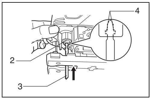 Technical diagram showing mechanical assembly with numbered components and a magnified inset view labeled 4