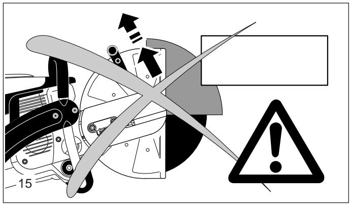 MAKITA DPC6410 - Important! Before cutting, remove all foreign objects, such as rocks, gravel, nails etc. from the cutting area. Otherwise, such objects can be flung away by the disc with great speed. Injury hazard! - 1
