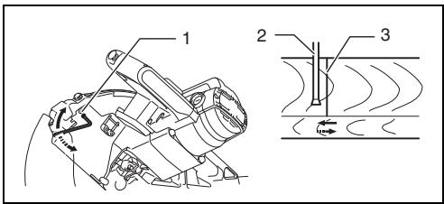MAKITA LS1016 - Justering af laserlinjen til højre side af klingen. - 1