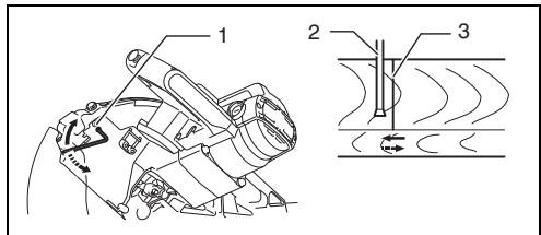MAKITA LS1016 - Adjusting the laser line for the right side of the blade. - 1