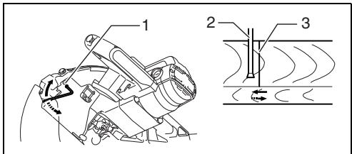 MAKITA LS1216 - Afstellen van de laserlijk aan de rechterzijde van het zaagblad - 1