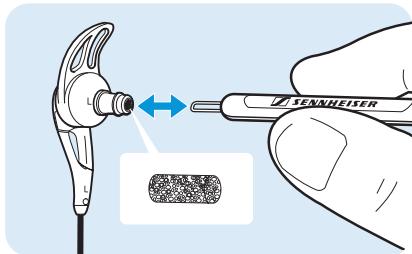 SENNHEISER CX 680 SPORTS - Replacing the diaphragm guards - 1