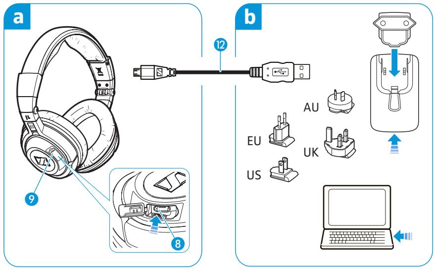 SENNHEISER MM 550 TRAVEL - Possibilities of charging the battery pack - 1