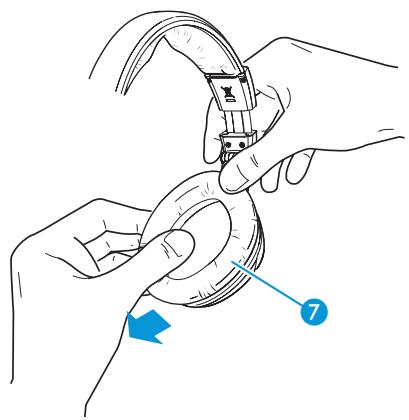 SENNHEISER MM 550 TRAVEL - Replacing the ear pads - 1