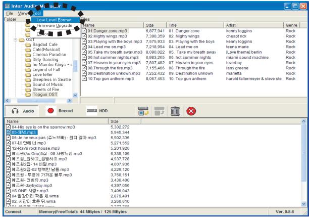 MPMAN MP-E2004 - Execute the program after connecting MP3 player to PC using USB cable. - 1