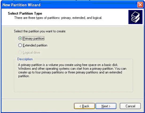 MPMAN MPH100 - Check [Primary Partition] and click on [Next]. - 1