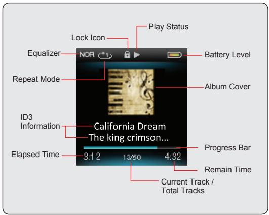 MPMAN MP132 - Now Playing Controls (Music Playback) - 1