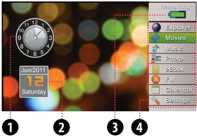 MPMAN MP70HD - Home Screen at a Glance - 1