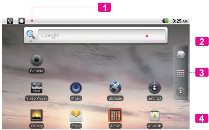 MPMAN MP824 - Home Screen at a Glance - 1