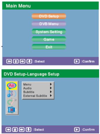 MPMAN PDV 798 DVBT - DVD Setup-Language Setup - 1