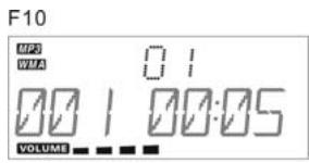 F10 MP3 WMA 01 00:1 00:05 VOLUME