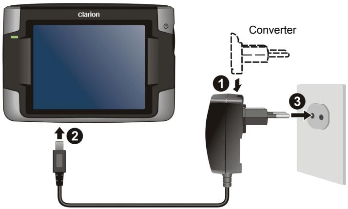 CLARION MAP360 HARDWARE - Connecting to AC Power and Charging the Battery - 1
