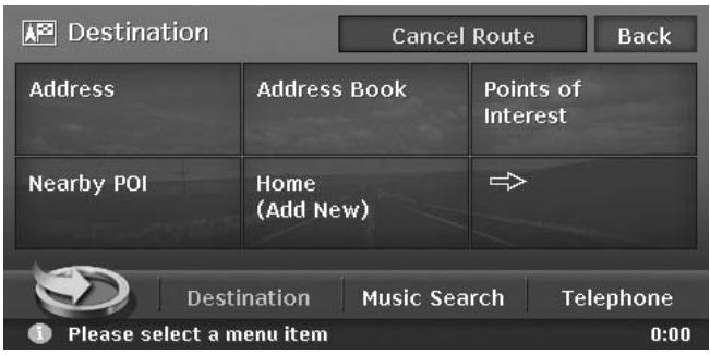 CLARION MAX983HD - Destination menu screen 1 - 1