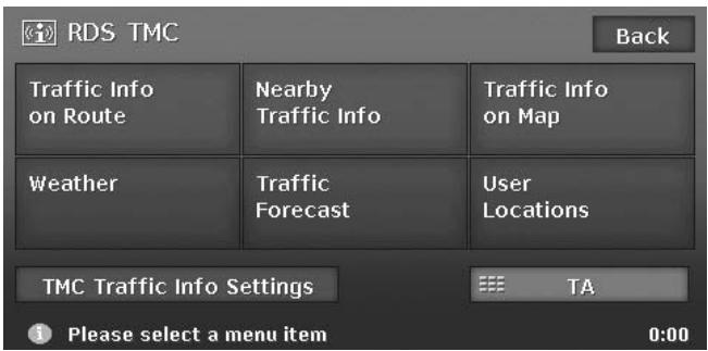 CLARION MAX983HD - RDS TMC menu screen - 1