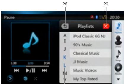 CLARION NX501E - iPod audio List mode screen - 1