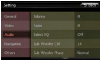 CLARION NX501E - Audio Setup Menu - 1