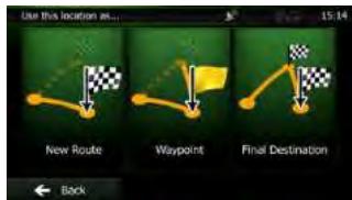 CLARION NX501E - Selecting a new destination when already having a route: New Route, Waypoint or Final Destination - 1