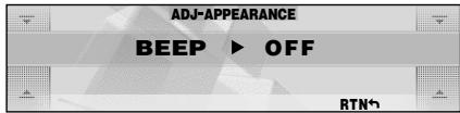 ADJ-APPEARANCE BEEP ► OFF RTN↑