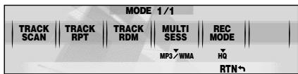MODE 1/1 TRACK SCAN | TRACK RPT | TRACK RDM | MULTI SESS | REC MODE | MP3/WMA HQ RTN*
