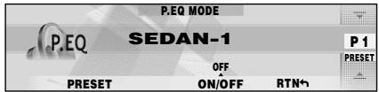 P.EQ MODE SEDAN-1 P 1 OFF PRESET ON/OFF RTN+