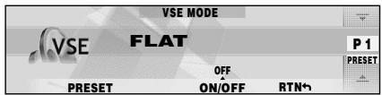 VSE MODE VSE FLAT P1 PRESET OFF ON/OFF RTN0 PRESET PRESET