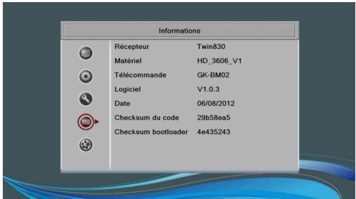 SAGEMCOM TWIN 830 HD,  TWIN830T HD - Afficher les informations de votre récepteur - 1