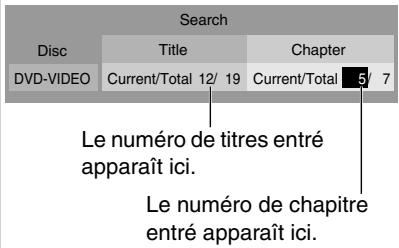 ONKYO DV-SP504 - Choisissez le numéro du titre, chapitre ou plages avec les boutons numériques. - 1
