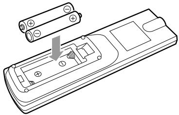 ONKYO DV-SP406 - Insert the two supplied batteries (AAA/R03) in accordance with the polarity diagram inside the battery compartment. - 1