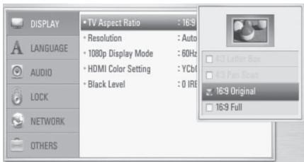ONKYO BD-SP308 - Use ▲/▼ to select a second setup option, and press ENTER (◎) to move to the third level. - 1