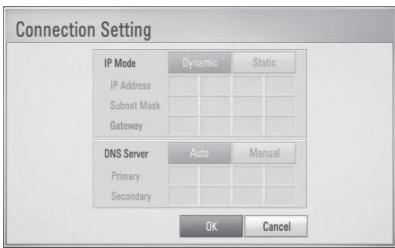 ONKYO BD-SP308 - Use ▲/▼/◄/► select the IP mode between “Dynamic” and “Static”. - 1