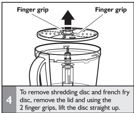 KITCHENAID 5KFP1644EER,  ARTISAN 5KFP1644EER,  ARTISAN 5KFP1644EMS - Installing/removing the shredding, french fry, and parmesan discs - 4