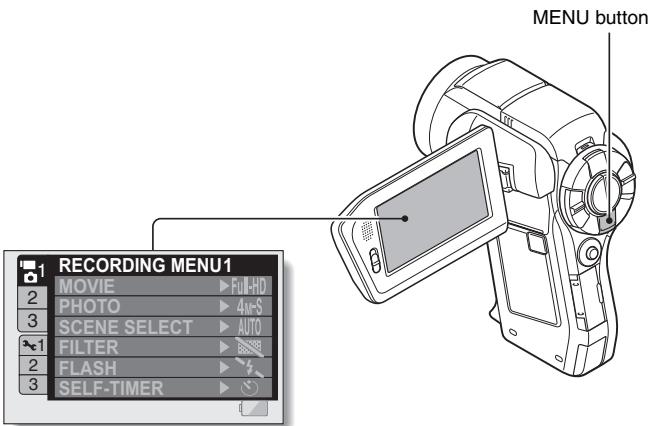 SANYO VPC-HD1000 - Press the MENU button. - 1