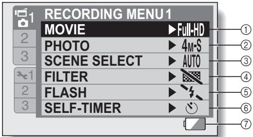 SANYO VPC-HD1000 - NORMAL Mode Shooting Menu - 1