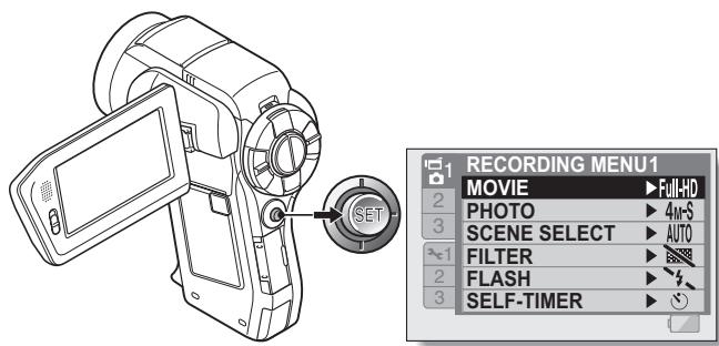 SANYO VPC-HD1000 - Toggle the SET button to the right. - 1