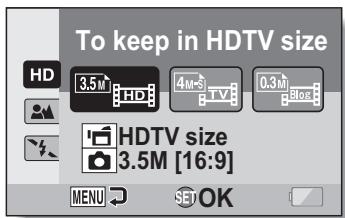 SANYO VPC-HD1000 - Display the SIMPLE Mode Shooting Menu (page 49), select the recording size setting, and press the SET button. - 1