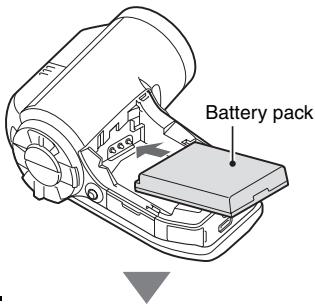 SANYO VPC-HD1000 - Insert the battery pack. - 1