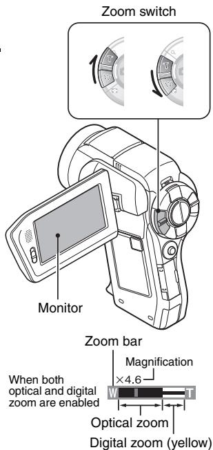 SANYO VPC-HD1000 - Push the zoom switch toward [T / ] or [W / 口] to compose the desired image. - 1