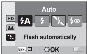 SANYO VPC-HD1000 - Display the SIMPLE Mode Shooting Menu (page 49), select the flash setting, and press the SET button. - 1