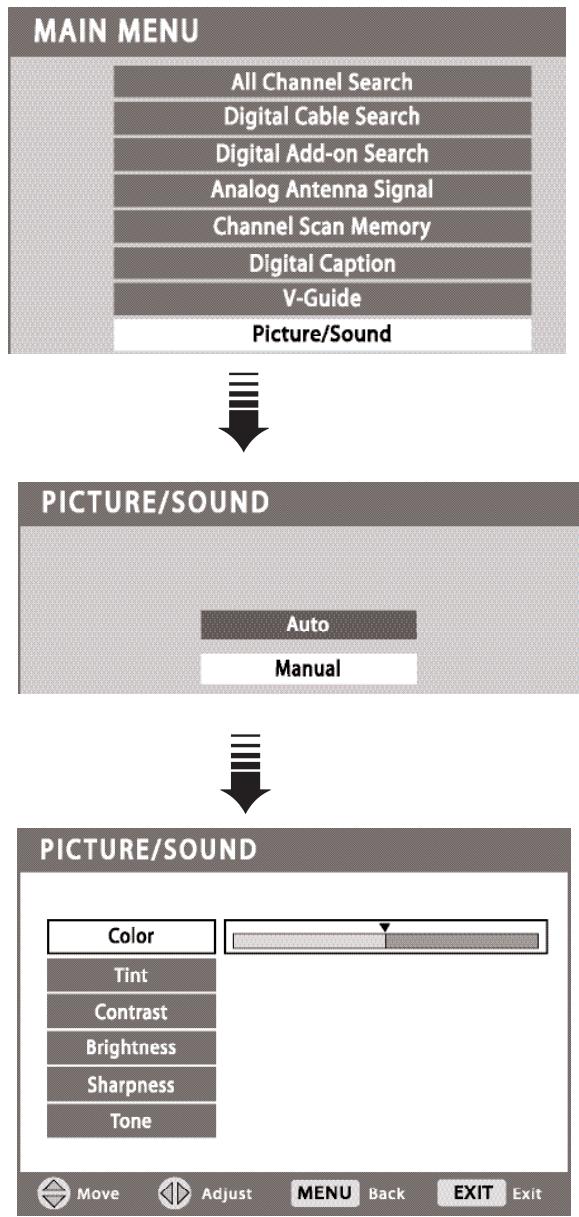 SANYO HT30746 - MANUAL ADJUSTMENTS - 1