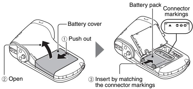 SANYO VPC-CG102BK - INSTALLING THE BATTERY PACK - 1