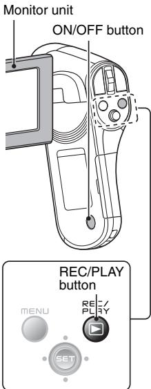 SANYO VPC-CG102BK - Open the monitor unit, and press the ON/OFF button for at least 1 second. - 1