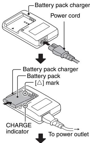 SANYO VPC-CG102BK - When the CHARGE indicator turns off, unplug the power cord from the power outlet, and remove the battery pack from the charger. - 1