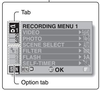 SANYO VPC-CG102BK - Toggle the SET button up or down to select a tab. - 2